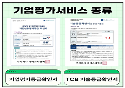 기업평가서비스종류 기업평가서비스종류